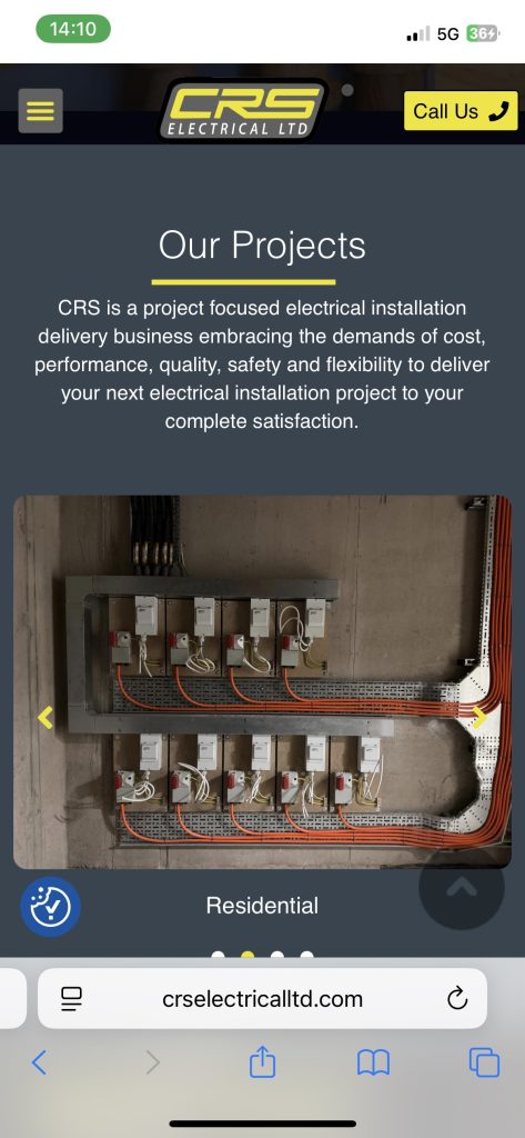 CRS Electrical Ltd designed by IWS, this is a image of a section showcasing our project